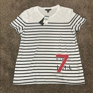 Lauren Ralph Lauren White and Black Short Sleeve Tee